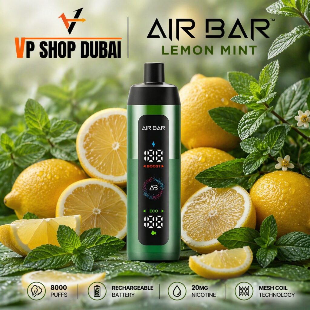 Airbar E Shisha 15000 Puffs Disposable Vape with rechargeable battery and mesh coil delivering smooth shisha-style vapour and rich flavour clouds
