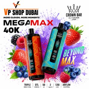 Al Fakher Mega Max 40000 Puffs Disposable Vape with rechargeable battery and premium shisha flavors in Dubai UAE